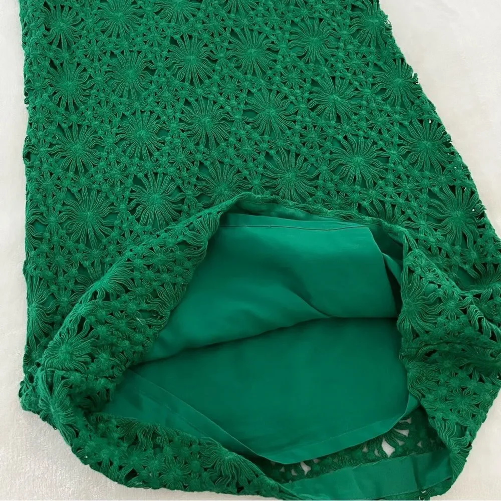 Anthropologie Cluny by Cynthia Steffe Green Crochet Lace Mini Dress, Size 2 NWOT